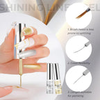 Hema Free Metallic Mirror Painting Gel Nail Polish, Glitter Silver & Gold Metal Painted Drawing Gel with Brush Chrome Gel Polish 2pcs 6ml Set 3D Effect Curing Requires Home Nail Art DIY