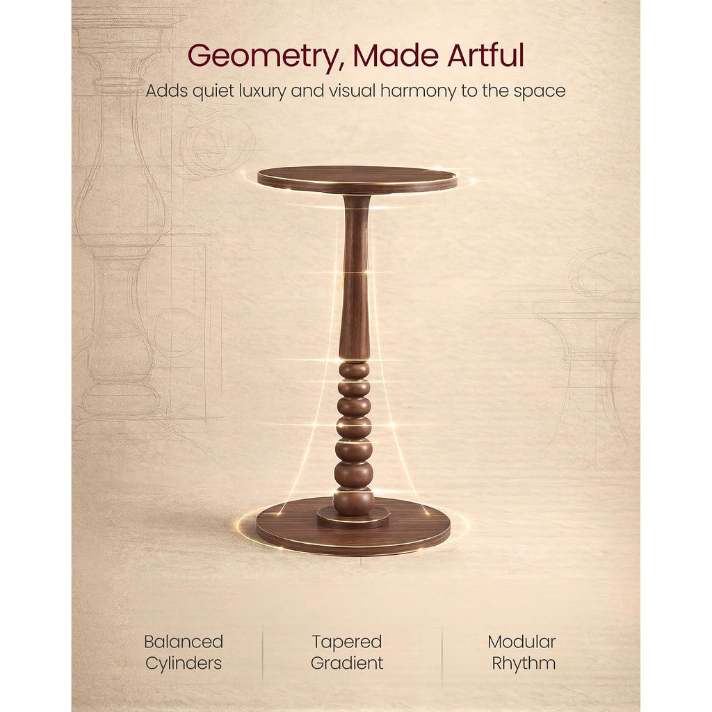 Vasagle Round Side Table, Small Drink End Table, Solid Wood Leg | Accent Nightstand, Mid-Century Modern, For Living Room Bedroom, Chestnut Walnut, Mariel Collection, Ulet293Kx01S