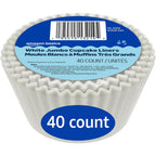Amazon Basics White Jumbo Cupcake Liners, 40 Count, Pack Of 1
