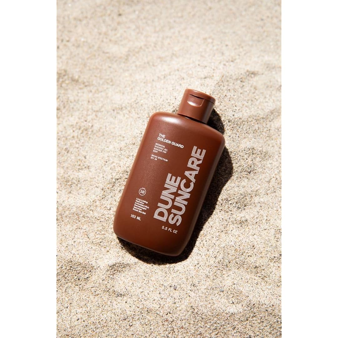 Dune Golden Guard Tinted Sunscreen Spf 30 For Body, Reef Safe Broad Spectrum Sunblock, Hydrating Browning Gel, Golden Glow Sunscreen Lotion, Vegan Water Resistant Sun Protection, 5.5 Fl Oz