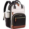 Lovevook Laptop Backpack Women With Giant Tumbler Holder,15.6 Inch Waterproof Work Travel Backpack Computer Laptop Bag,Cute College Nurse Teacher Backpack Purse,Gifts For Women & Men,Beige-Black-Brown