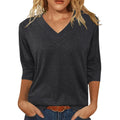 JomeDesign Womens Tops 3/4 Length Sleeve Summer V Neck Shirts Casual Tunic Tops 2025