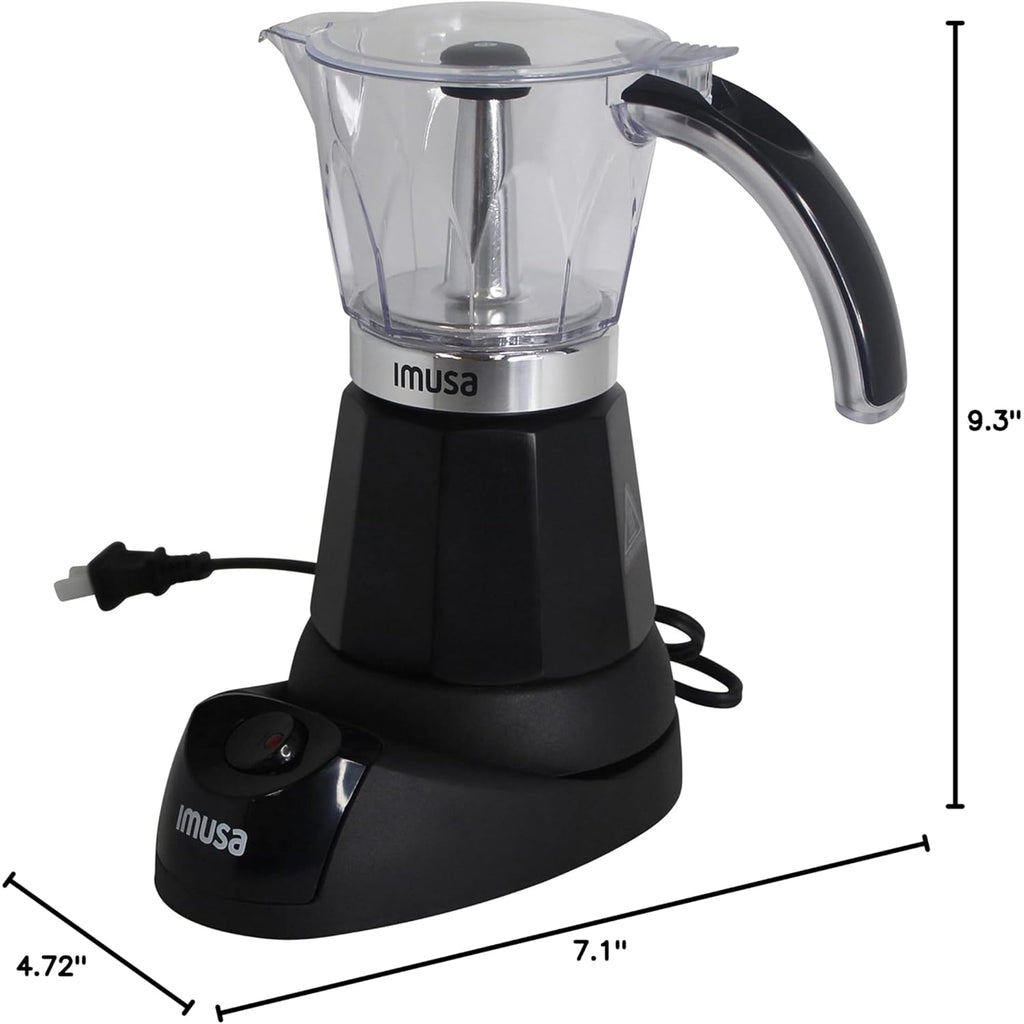 IMUSA 6 or 3 Cup Electric Espresso Maker Black Coffee Machine for Cuban Coffee, Moka and Espresso Drinks