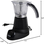 IMUSA 6 or 3 Cup Electric Espresso Maker Black Coffee Machine for Cuban Coffee, Moka and Espresso Drinks