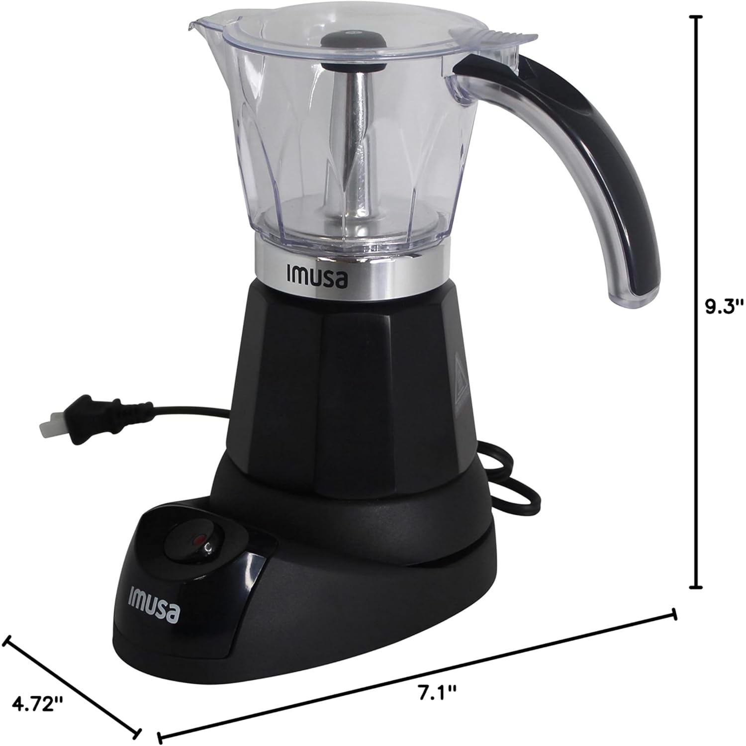 IMUSA 6 or 3 Cup Electric Espresso Maker Black Coffee Machine for Cuban Coffee, Moka and Espresso Drinks