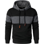 Qichic Men’S Sweatshirts Long Sleeve Pullover Patchwork Plaid Jacquard Hoodie Casual Drawstring Hoody Top