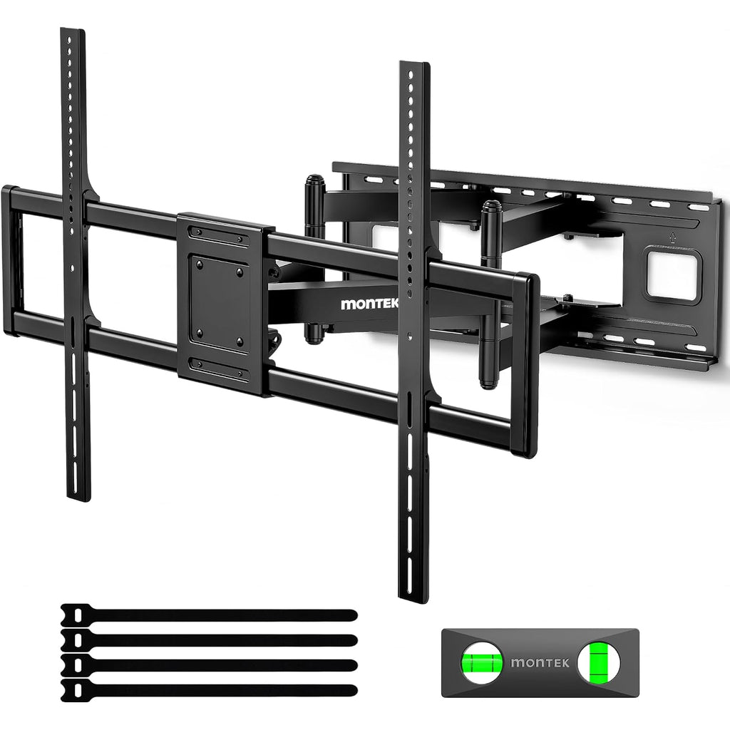 Montek Heavy Duty Xxl Full Motion Tv Wall Mount For 60-120 Inch Extra Large Tvs, Holds 265 Lbs, Max Vesa 900X600, 27.7" Extension, Swivel & Tilt, Preassembled, Fits 12–24" Studs, Led/Lcd/Oled 4K/8K