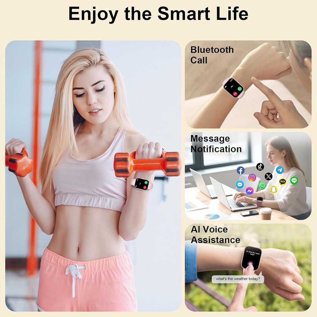 Smart Watch for Women with Bluetooth Call/Answer,1.75" Fitness Watch with Pedometer Heart Rate Sleep Monitor Step Counter Calorie 120+Sport Modes Smartwatch for Android iOS