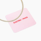 Electric Picks Bezel Tennis Necklace for Women, 14k Gold Plated Bezel-Set Stone Chain Necklace, Dainty Sparkle Layering Jewelry, Elegant Statement Necklace Gift