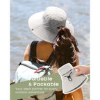 FURTALK Womens Sun Hat with Ponytail Hole Beach Hiking Summer Wide Brim UPF 80+ Outdoor Protection Foldable Bucket Hat