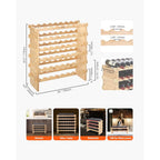 Vevor 6-Tier 48 Bottles Stackable Modular Wine Rack, Freestanding Wines Holder Display Shelf, Solid Bamboo Wood Storage Racks, Wobble-Free Shelves For Kitchens, Dining Rooms, Cellars, Natural Color