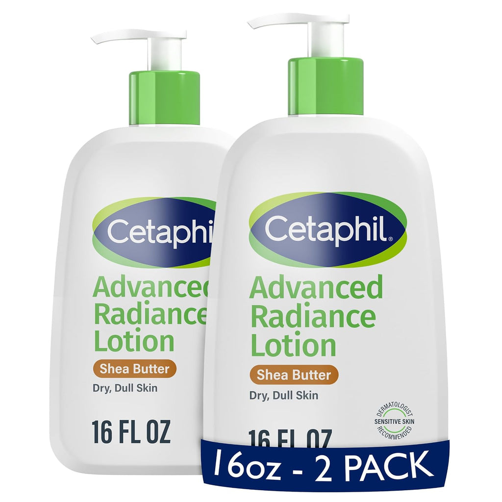 Cetaphil Body Lotion, Advanced Radiance Lotion With Shea Butter For Dry, Sensitive Skin, 16 Oz, Pack Of 2, Fragrance Free, Hypoallergenic, Non-Comedogenic