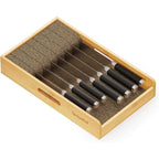 Spaceaid Knife Drawer Organizer 9 Inches Wide Bamboo Insert Dock, Kitchen Steak Knives Holder Organizers Block For Drawer In Storage Organization (Medium, Natural)