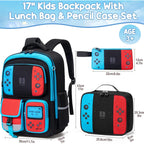 Fimibuke Kids Backpack For School Boys, 3 Pcs Gamer Backpack With Lunch Box | W/ Pencil Case, Gaming Bookbag For Teen Boys Kid Children Student Kindergarten Elementary Middle High School Travel Backpacks