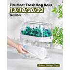Icasa Trash Bag And Dishwasher Pod Dispenser - 3 In 1 Clear Storage Bins Holder For 13/30/33 Gallon Garbage Bags, Laundry Detergent Pods & Tabs, Under Sink Organizer For Kitchen And Laundry Room