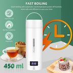 Travel Electric Kettle Portable Small Mini Tea Coffee Kettle Water Boiler, Water Heater with 4 Temperature Control,304 Stainless Steel with Auto Shut-Off & Boil Dry Protection, BPA-Free (White)