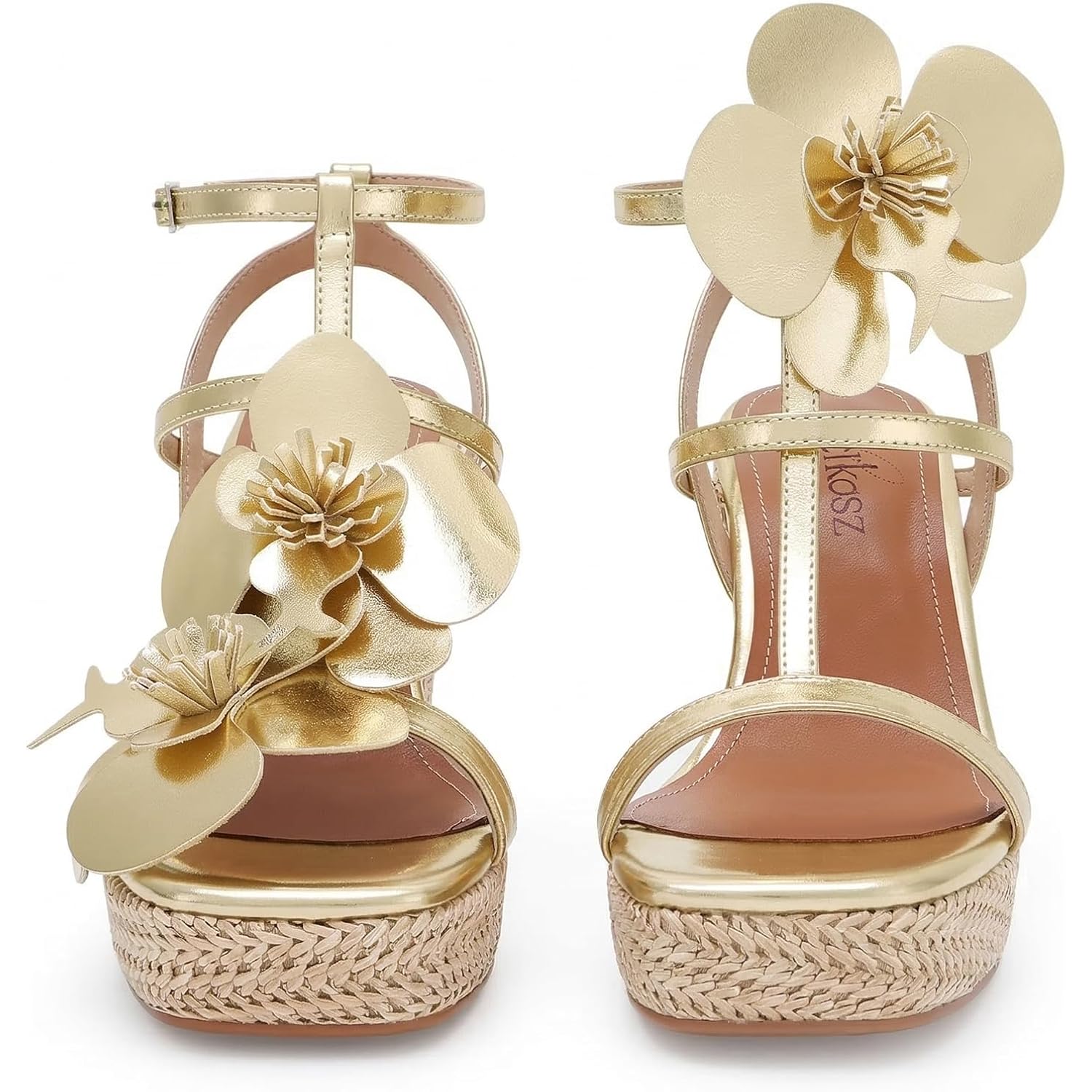 Floral Comfortable Wedge Sandals For Women 2026 Vacation Raffia Heels Ankle Wrap Espadrilles Casual Open Toe Platform Summer Shoes