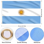 Ahfulife Argentine Flag 3X5 Ft, Large Argentina National Flags For Outside - Double Side With Brass Eyelets For Argentine Party Decorations, Soccer Party Bar Garden Decoration Indoor Outdoor