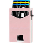 Rfid Wallet Women: Stylish Security Metal Wallet For 10-12 Cards & 2 Id Windows - Smart Pop-Up Credit Card Holder & Cash Slot In Compact Trifold Design,Gift For Her(Pink)