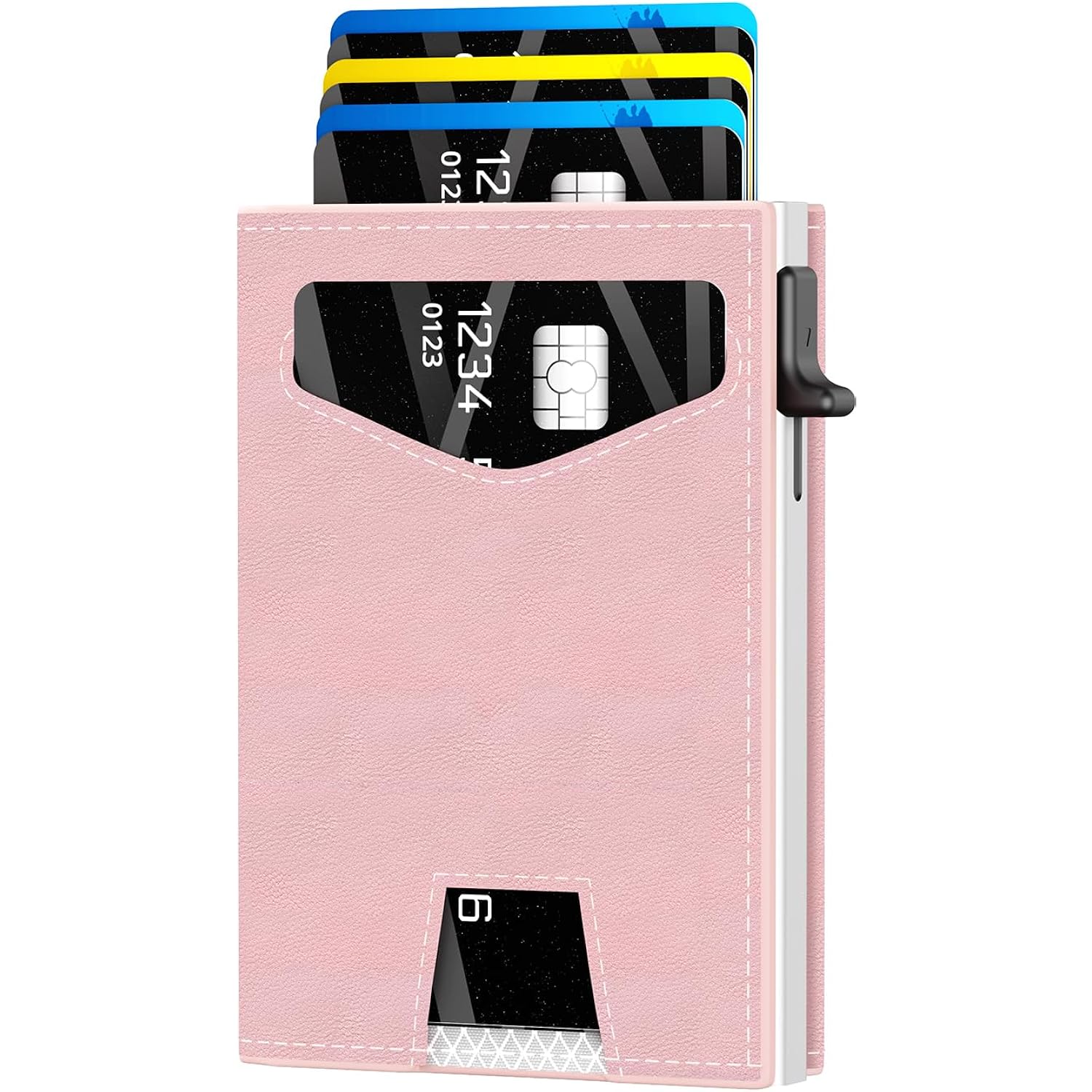 Rfid Wallet Women: Stylish Security Metal Wallet For 10-12 Cards & 2 Id Windows - Smart Pop-Up Credit Card Holder & Cash Slot In Compact Trifold Design,Gift For Her(Pink)