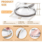 Microwave Splatter Cover for Food, Upgraded Microwave Cover with Water Steamer, Integrated Handle, Plate Covers, Splatter Guard, Cookware Lid, House Essentials for Gift, 10 Inch