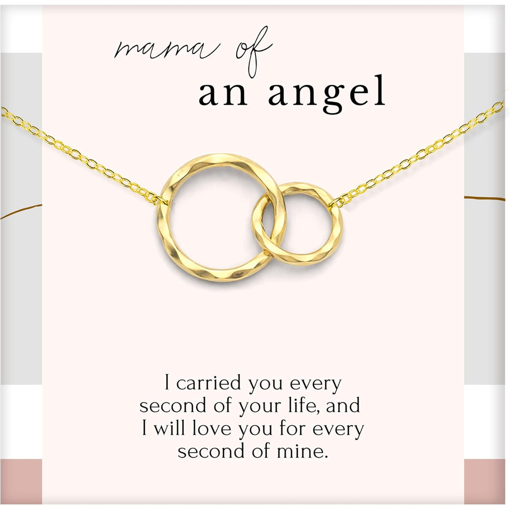 HOPE LOVE SHINE Baby Loss Memorial Silver Necklace for Women - Miscarriage Gifts For Mom - Infant Stillborn Baby Bereavement Remembrance Pregnancy Gift Jewelry - Mama of an Angel - 2 Linked Circles