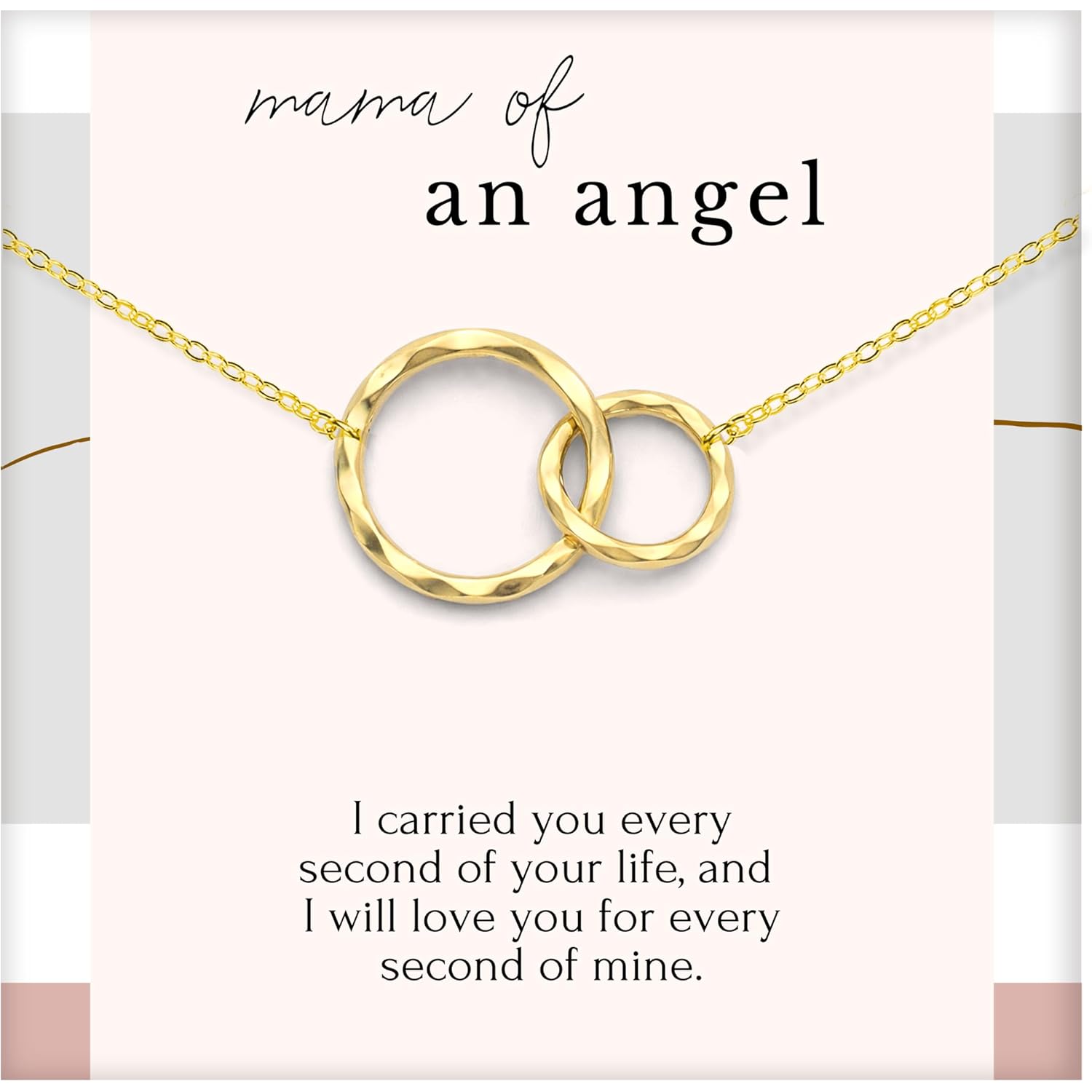 HOPE LOVE SHINE Baby Loss Memorial Silver Necklace for Women - Miscarriage Gifts For Mom - Infant Stillborn Baby Bereavement Remembrance Pregnancy Gift Jewelry - Mama of an Angel - 2 Linked Circles
