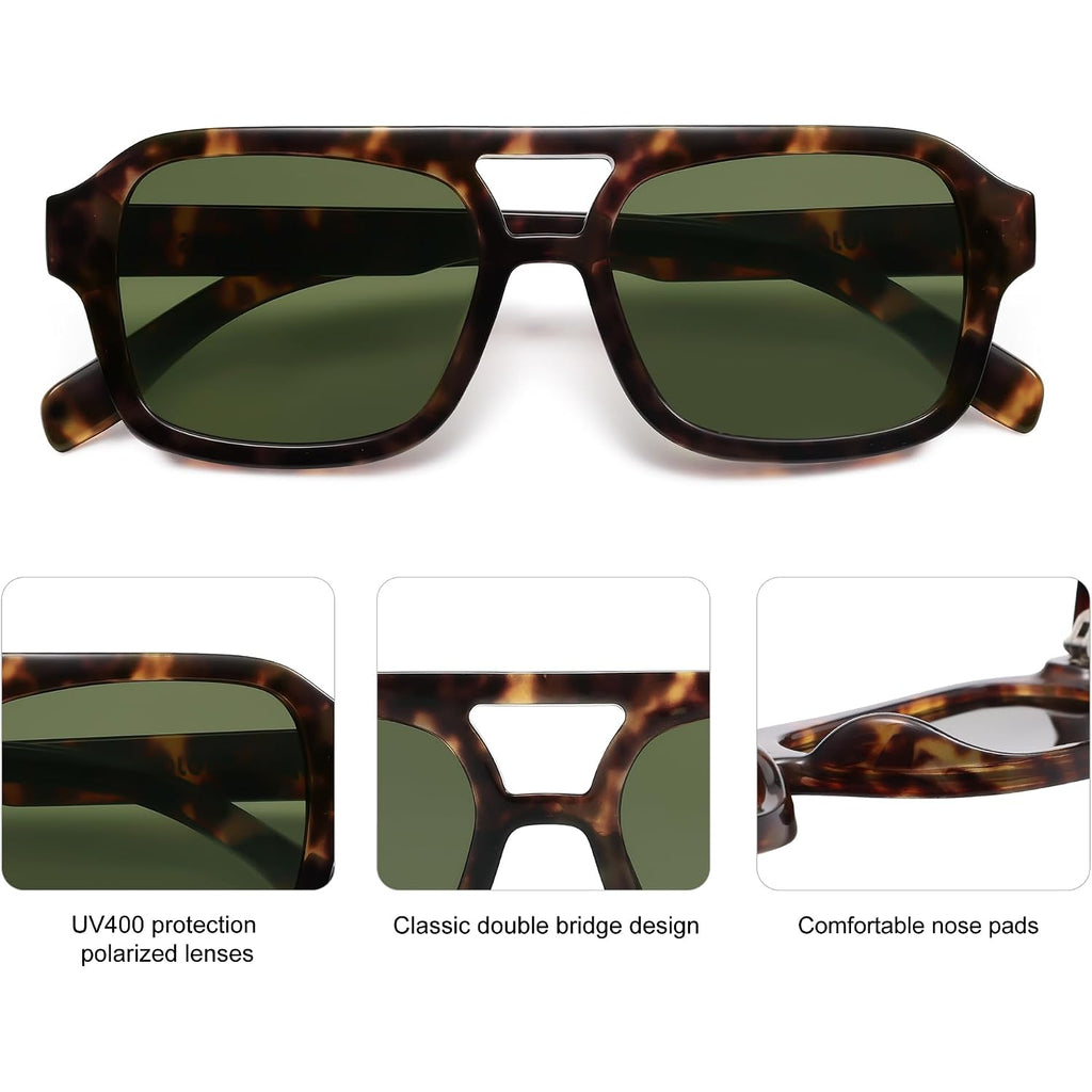 Sojos Retro Aviator Sunglasses For Womens Mens Polarized Trendy Square Designer Inspired Shades 80S 90S Sun Glasses Sj2342