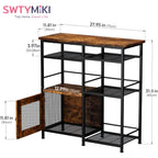 Coffee Bar Cabinet Station - Farmhouse Small Coffee Stand Station With Doors, Rustic Storage Organizer For Kitchen, Buffet Sideboard Cabinet Table For Home, Office, Corner, Bar, Espresso