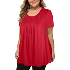 Maner Women'S Plus Size Tops Short Sleeve Flowy Shirts Casual Blouses Tunic Tops L-4Xl