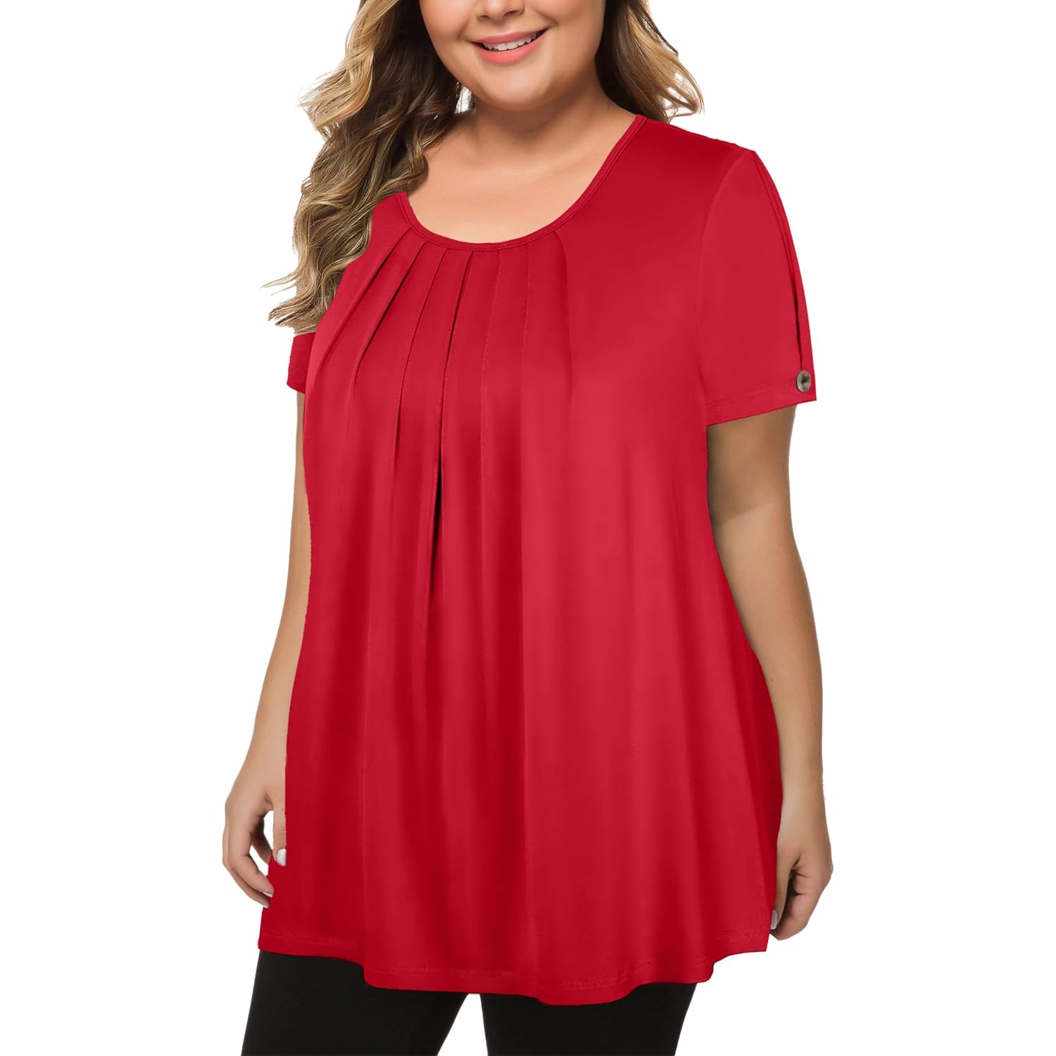 Maner Women'S Plus Size Tops Short Sleeve Flowy Shirts Casual Blouses Tunic Tops L-4Xl