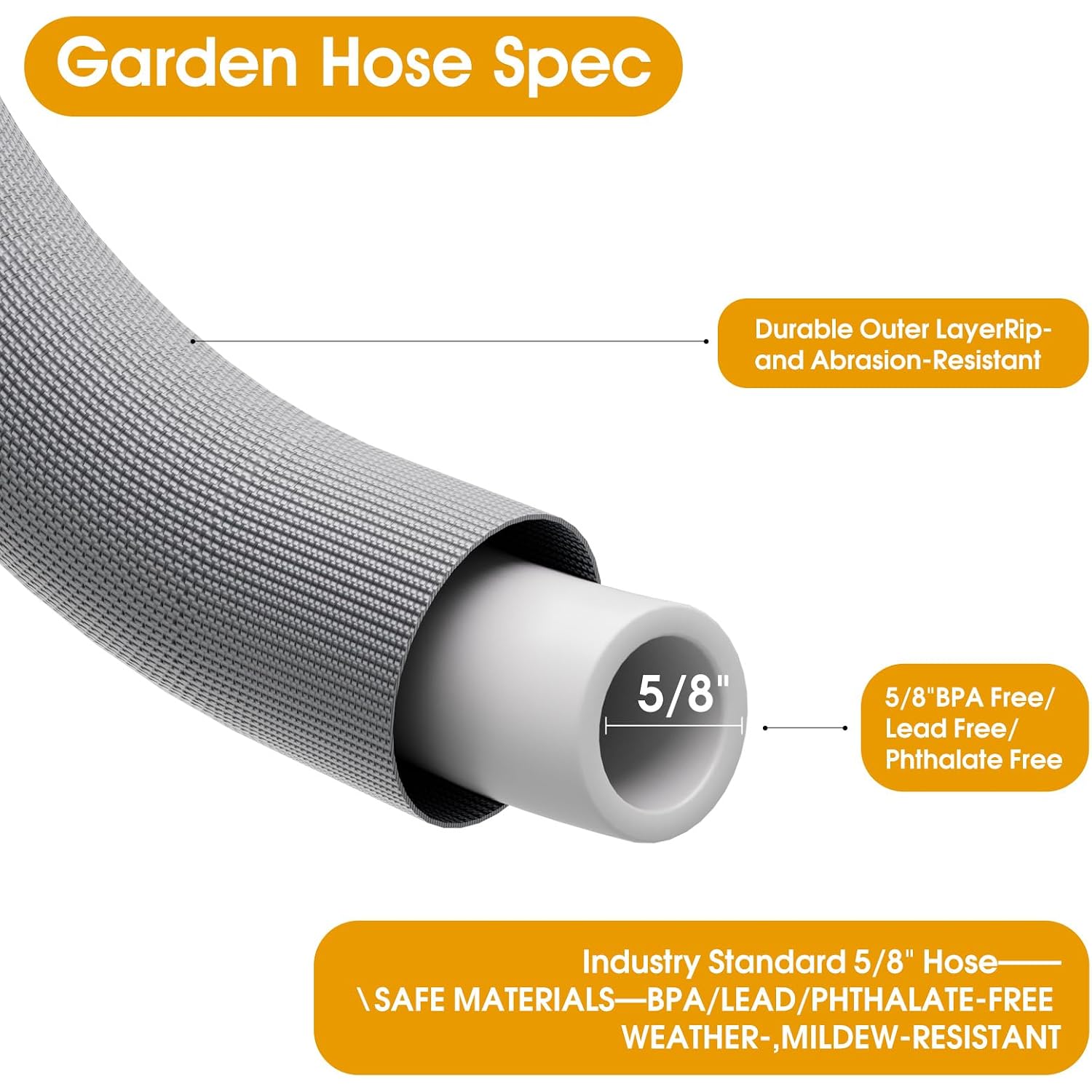 Garden Hose 50 Ft, Non-Expanding Water Hose, Ultra-Light & Flexible, Burst-Resistant, Kink-Free, High-Pressure Garden Hose All-Weather Use For Lawns, Gardens, And Outdoor Cleaning
