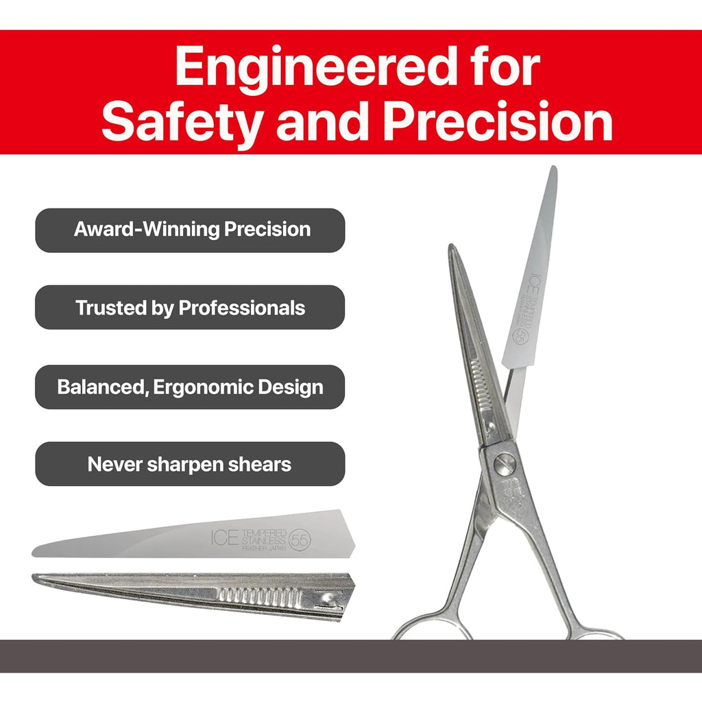 Feather - Switch-Blade Haircutting Shears Replacement Blades - Model 50/55 Scissors For Professional Stylists & Barbers - Stainless Steel - No-Nip Tip - Made In Japan