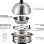Annie & Mia Design Electric Egg Cooker, All Stainless Steel 7 Egg Capacity Egg Boiler, 360W, Hard, Medium, Soft Boiled Egg Poacher, Egg Steamer, Multi-Function, Auto Shut-Off Function, Bpa-Free