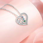 925 Sterling Silver Personalized Mother Necklace with 2-6 Birthstone Necklaces for Women Mothers Day Gifts for Mom Grandma Wife, Engraved Names Heart Charm Pendant for Birthday Anniversary