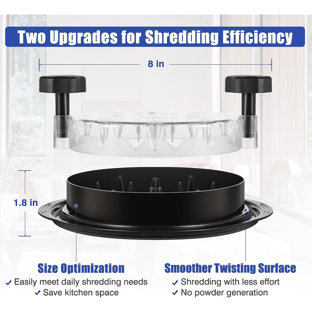 Chicken Shredder Tool Twist: 2026 Pro Food-Grade Visible Meat Shredder With Strong Anti-Slip Base, Ergonomic Handle, Chicken Breast Shredder, Suitable For Pork Beef Chicken - Black