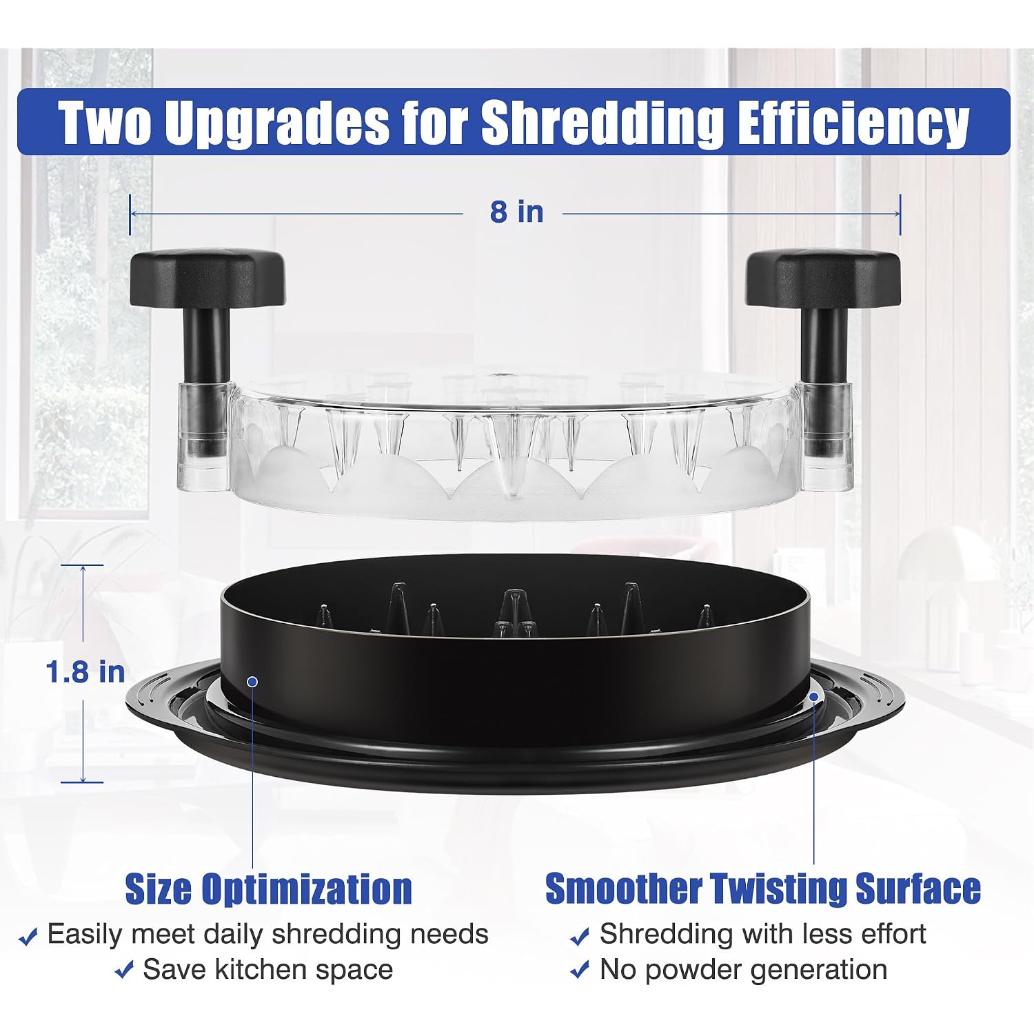 Chicken Shredder Tool Twist: 2026 Pro Food-Grade Visible Meat Shredder With Strong Anti-Slip Base, Ergonomic Handle, Chicken Breast Shredder, Suitable For Pork Beef Chicken - Black