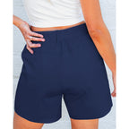 Shorts for Women Trendy Casual Summer High Waisted Chino Shorts Ribbed Elastic Waist Comfy Shorts with Pockets