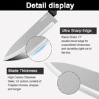 Kitchen Knife, 3-Pcs Knife Set, 8 Inch Chef Knife, 5 Inch Utility Knife, 3.5 Inch Paring Knife, Ultra Sharp Chef's Knives in High Carbon Stainless Steel, Ideal for Cooking, Chopping, Slicing and BBQ