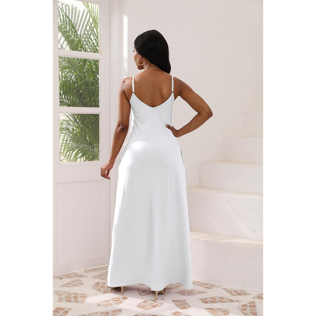 Vunahzma Womens Casual Fashion Sleeveless Plus Size Loose Long Sexy Maxi Dress With Pockets