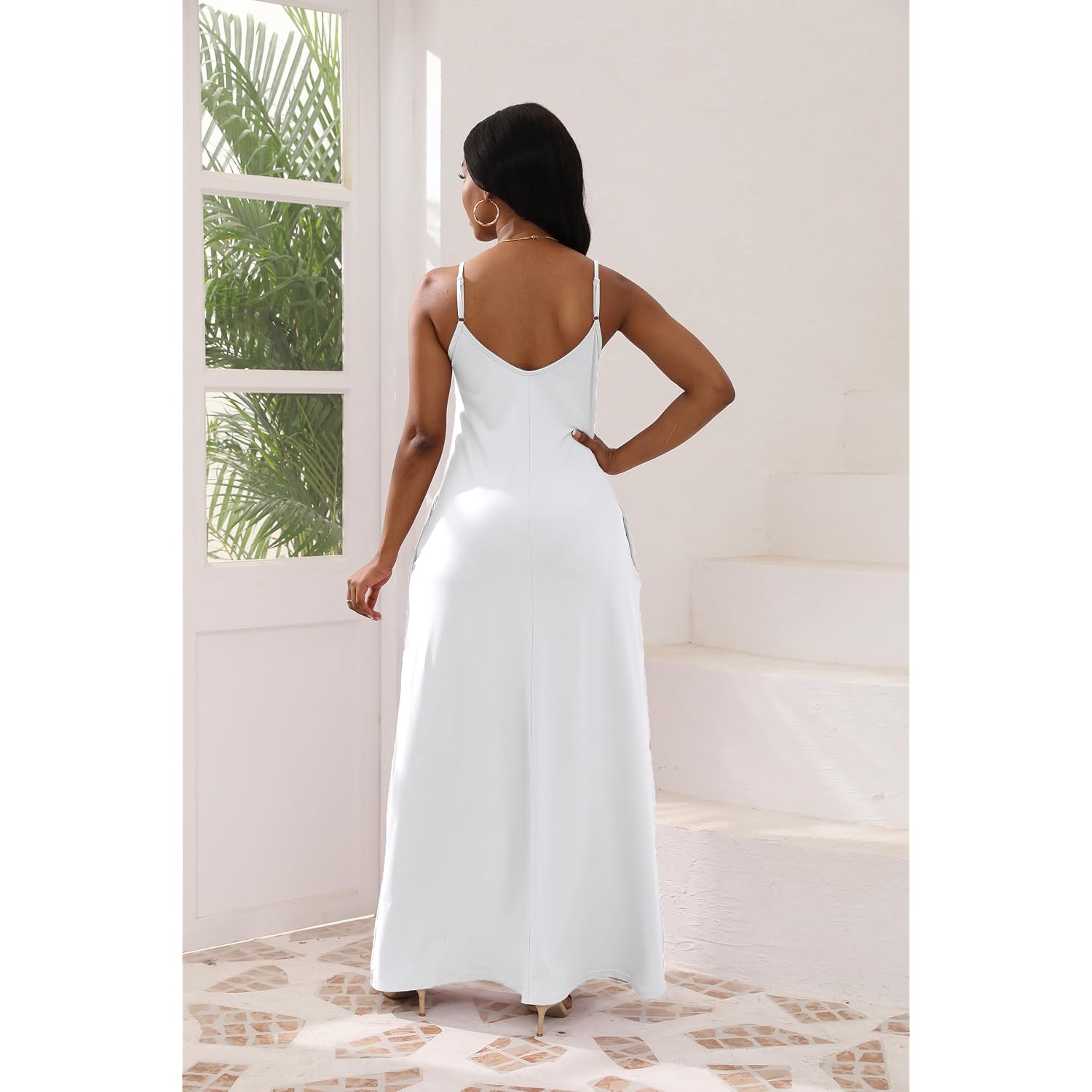 Vunahzma Womens Casual Fashion Sleeveless Plus Size Loose Long Sexy Maxi Dress With Pockets