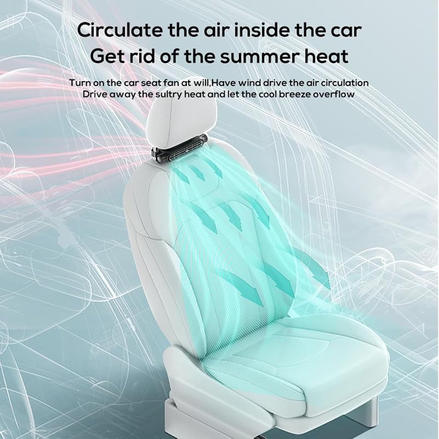 Car Seat Fan For Backseat For Kids, Mini Portable Battery Operated Back Seat Baby Quiet Headrest Neck Cooling Ac Fan With 3 Adjustable Wind Speeds For All Cars Vehicle Rv Truck
