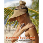 FURTALK Womens Sun Visor Hat Straw Sun Visors for Women Summer Packable Ponytail Beach Hats for Women Travel UPF 80+