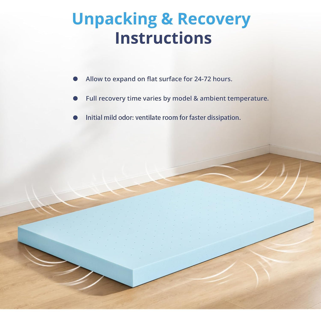 Egohome 3 Inch Queen Memory Foam Mattress Topper- Cooling Gel Infused