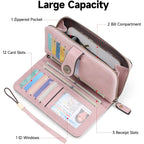 Wallets for Women Leather Credit Card Holder with RFID Blocking Holder Bifold Wristlet Clutch Wallet