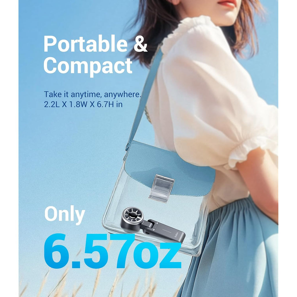 Diveblues Portable Handheld Turbo Fan | 3 In 1 Hand/Neck/Desk Fan, Up To 12 Working Hours, 5 Gear Wind, Battery Operated, Travel, Working, Outdoor Activities