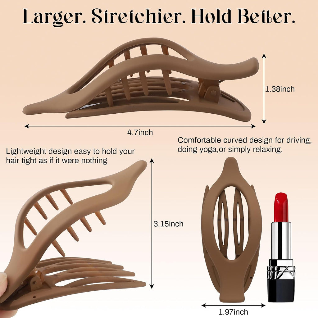 French Concord Hair Clips - 6Pcs Side Slide Volume Clips For Women Girls, Strong Hold No Slip Grip, Thick Or Thin Hair (Matte Finish, L:4.6 In, W:1.97In)