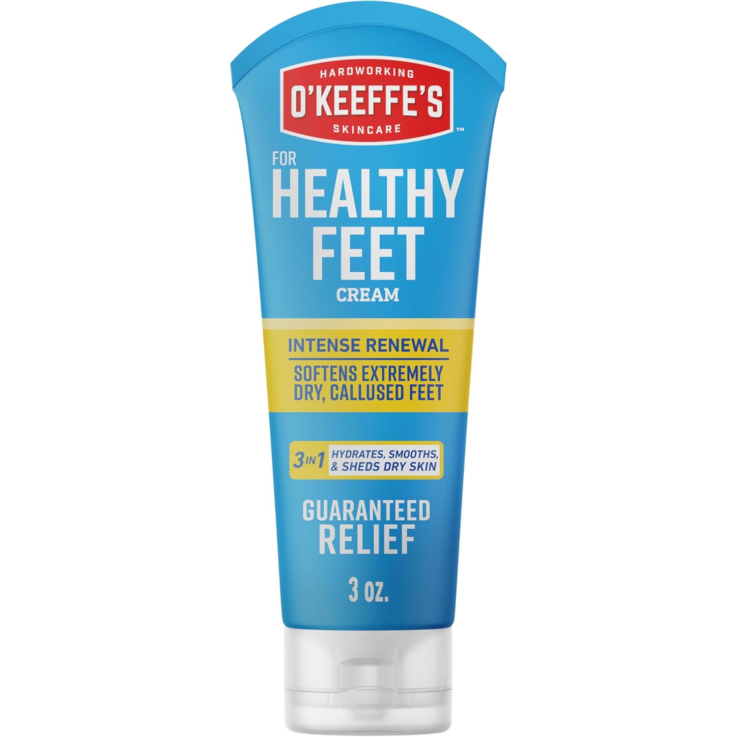 O'Keeffe's for Healthy Feet Intense Renewal Cream with Urea & Alpha Hydroxy Acid - 3 oz Tube (1 Pack) - Chemically Exfoliates and Softens Extremely Callused, Dry Feet