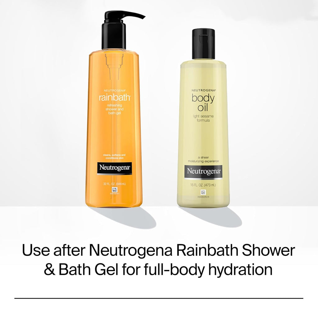 Neutrogena Body Oil Light Sesame Formula, Lightweight, Quick-Absorbing Nourishing Moisturizing Oil, Before And After Shower Application For Smooth, Radiant Looking Skin, Non-Greasy Feel, 16 Fl Oz