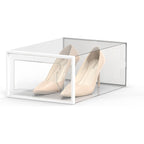 12 Pack Shoe Storage Box, Clear Plastic Stackable Shoe Organizer For Closet, Space Saving Foldable Shoe Rack Sneaker Container Bin Holder